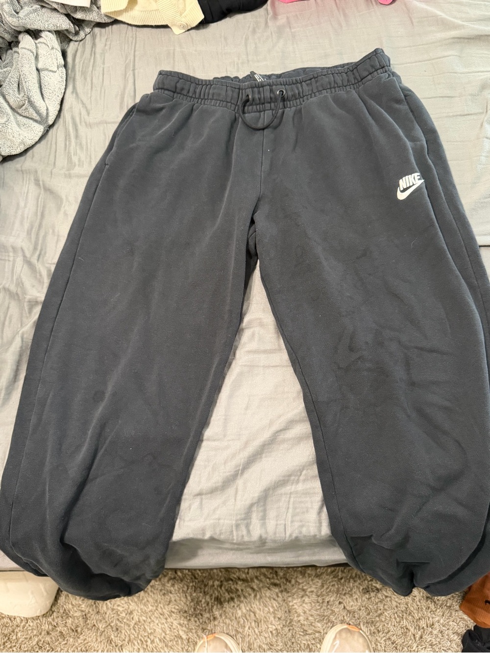 Nike Black Kids Fleece Joggers with White Logo